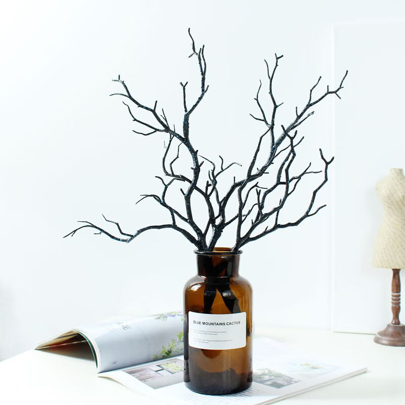 仿真枯树枝仿真树枝艺术装饰树枝树干插花摆件搭配花艺仿真枯枝绿色35