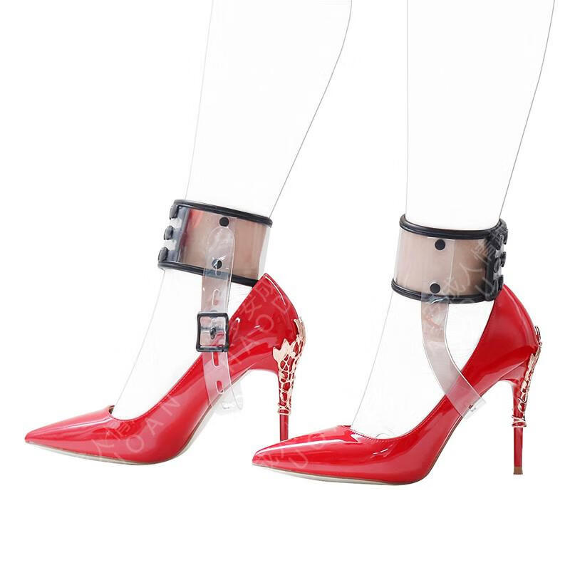 透明pvc材质惩戒脚掌铐带链颈套捆绑束缚脚手铐sm情趣用品男女用器具