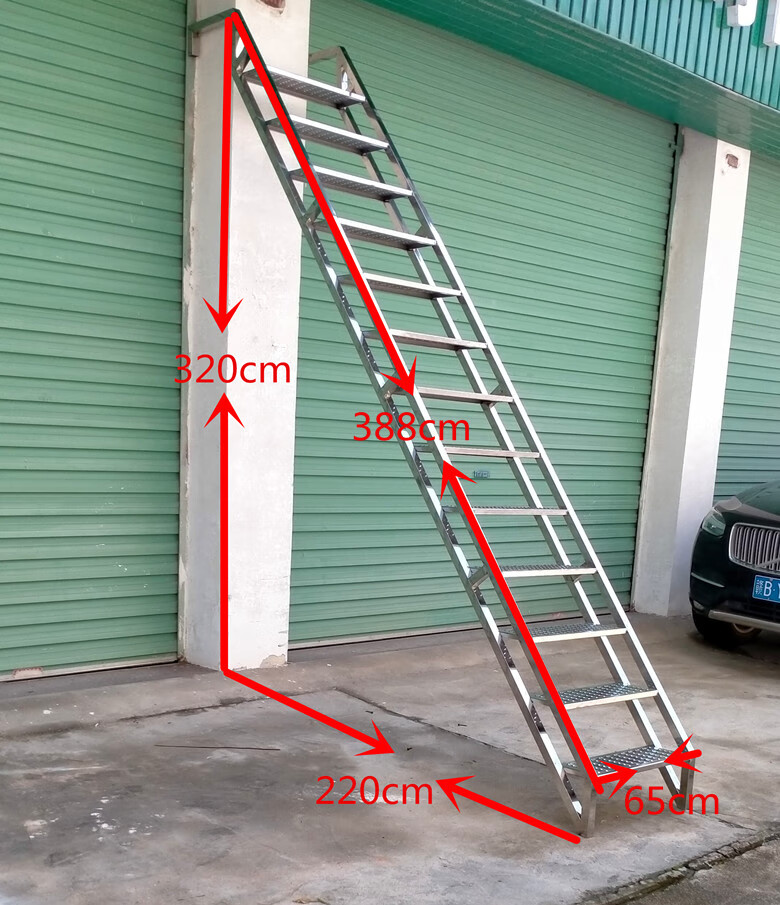莤宸 不锈钢爬梯304室内外阁楼天台登高梯工业用梯移动梯直梯工程梯