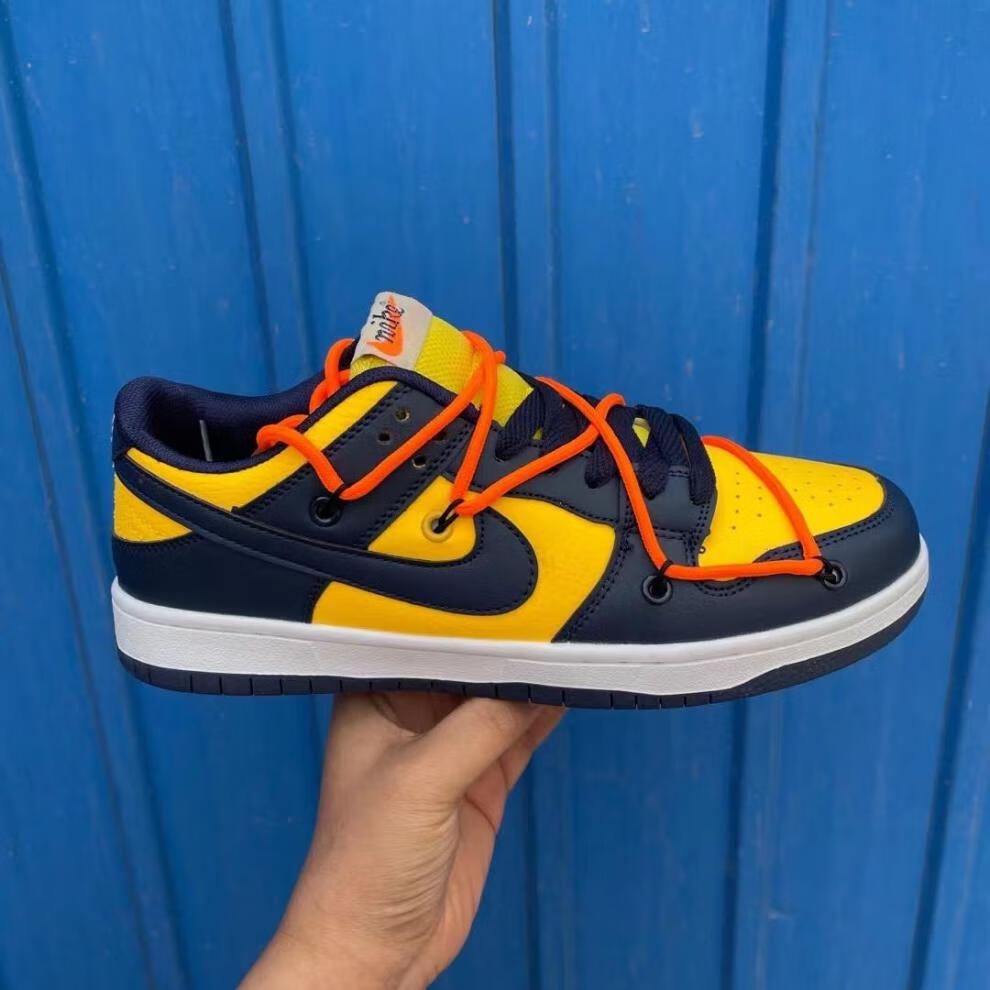 精选男板鞋sbdunklow联名ow绑带情侣鞋男2021黑曜石低帮板鞋女宝蓝44