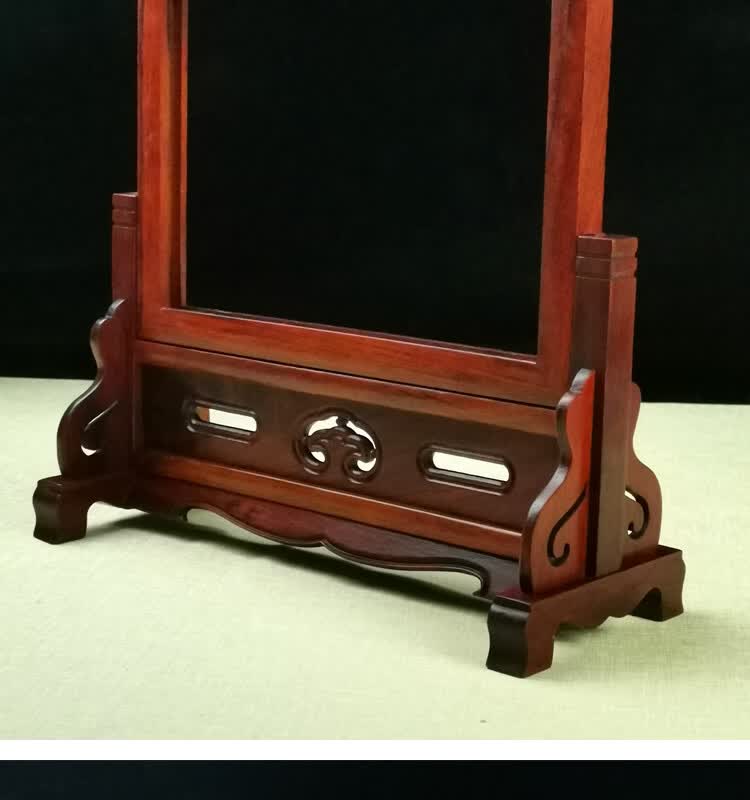 细细木语红木屏风插屏摆件大理石红酸枝中堂木雕坐屏红木工艺出国礼送