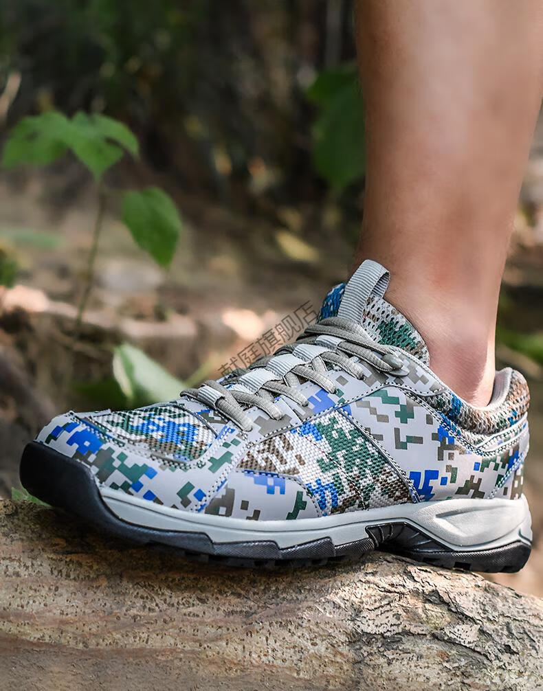 春秋新式迷彩鞋男网眼跑鞋运动鞋超轻透气耐磨跑步训练胶鞋迷彩运动鞋