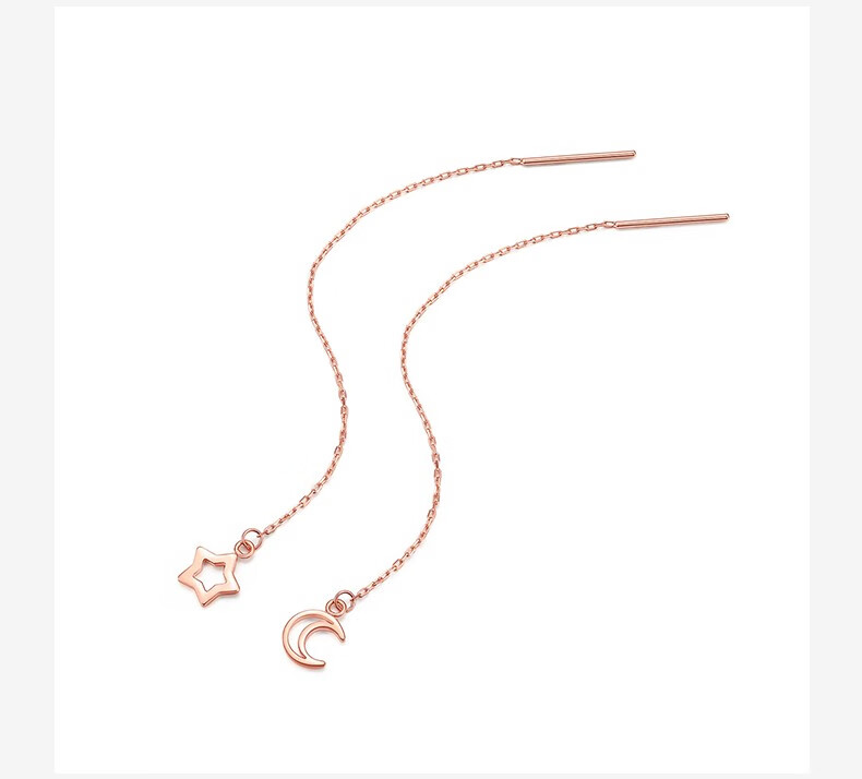 千年禧金 时尚网红星辰ab款k金耳饰18k彩金星星月亮