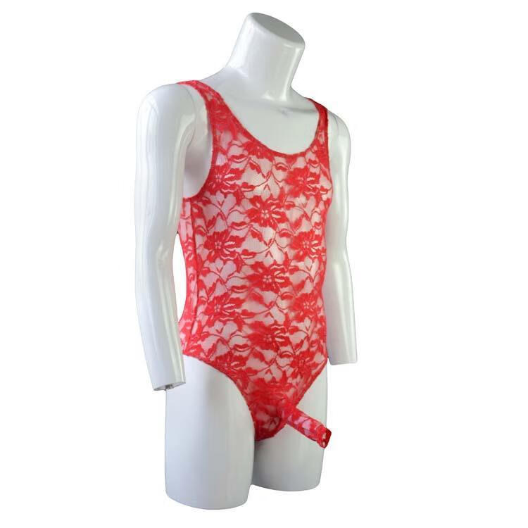 男士情趣内衣丁字裤男士男式内裤高叉蕾丝透明连体三角透视透挑逗情趣