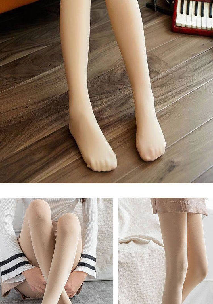 春秋中厚女肉色打底裤女大码踩脚秋冬2条肤色连脚春秋中厚无绒均码75