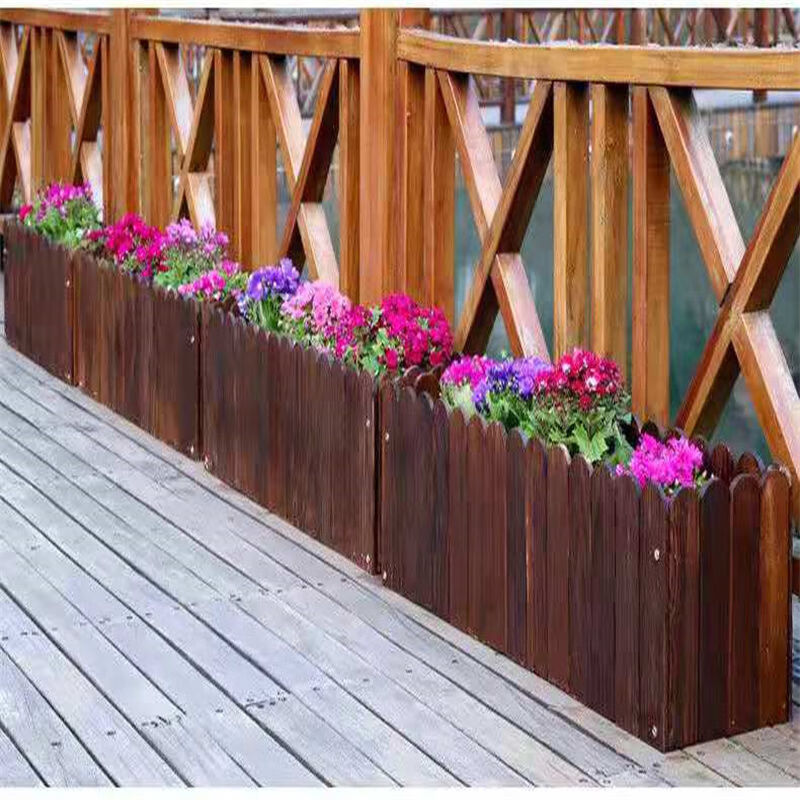 工地围栏防腐木花箱花槽家用室内阳台种菜盆室外庭院花园长条种植花箱