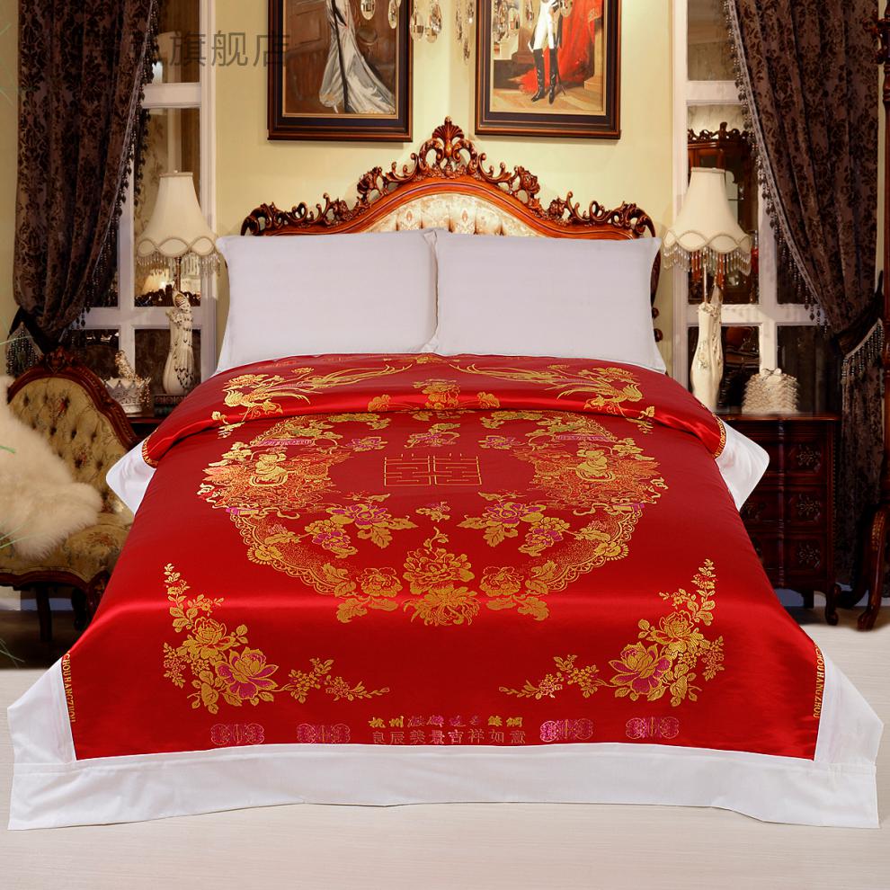 被面丝绸结婚被罩杭州丝绸被套软缎织锦缎绸缎面被面子婚庆龙凤百子