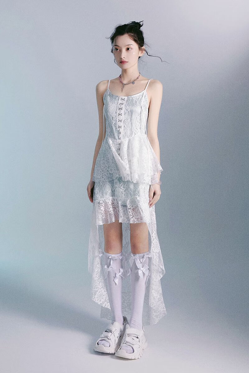 绑带袜oakmoo白色欲长筒袜子百搭显瘦丝带蝴蝶结绑带长袜高筒甜美少女