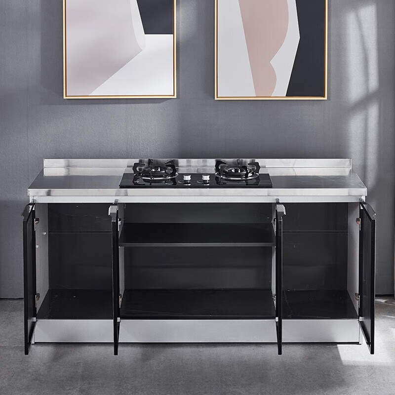 全钢橱柜成品一体组装简易厨房柜子不锈钢灶台水槽柜整体厨柜农村家用