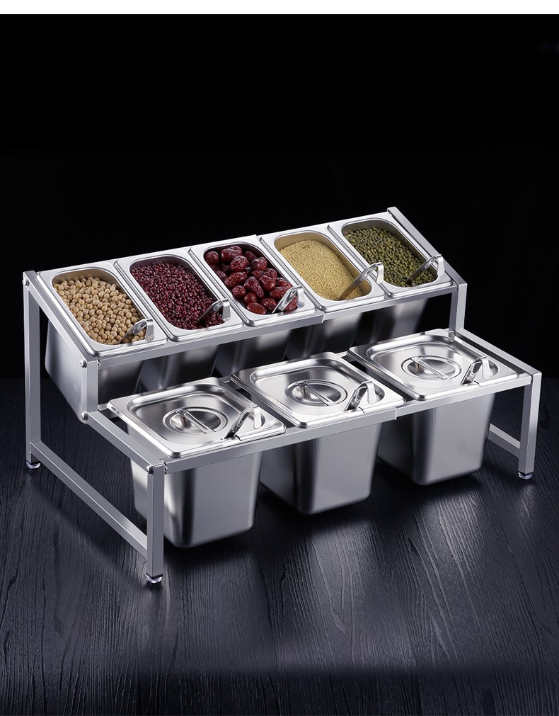 不锈钢份数盆架果酱盒奶茶店专用奶茶小料调料盒分数盒子架子自助餐