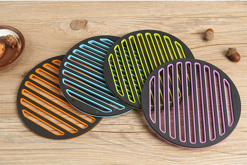 防烫垫子隔热垫硅胶竹木欧式餐桌垫创意杯垫碗垫锅垫盘桔色