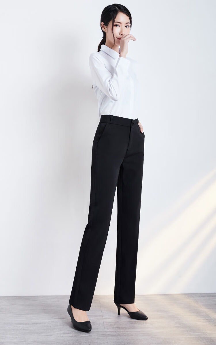 冬季加绒裤女2021冬季新款秋冬季高腰加绒西装裤女黑色直筒西裤女职业