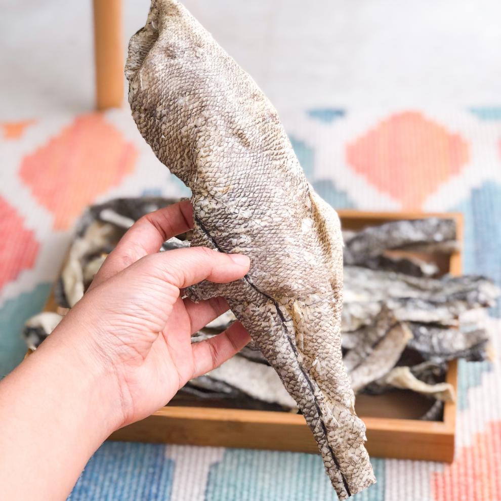 浙寵超大包28cm幹鱈魚皮鮭魚皮狗零食狗狗磨牙耐咬咬膠三文魚鱈魚皮6