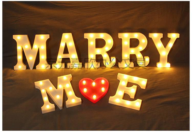 marryme求婚灯led字母灯发光数字英文装饰灯创意生日快乐求婚ktv道具
