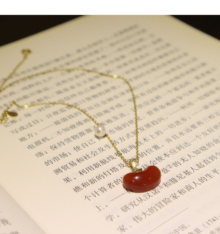 皓范儿相思豆项链 aimee design 相思豆红玛瑙项链s925镀金锁骨链红豆