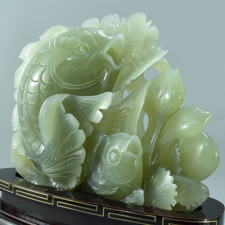 岫玉摆件岫玉鱼摆件辽宁岫岩玉石鱼摆件精品鲤鱼摆件升职礼物 10号