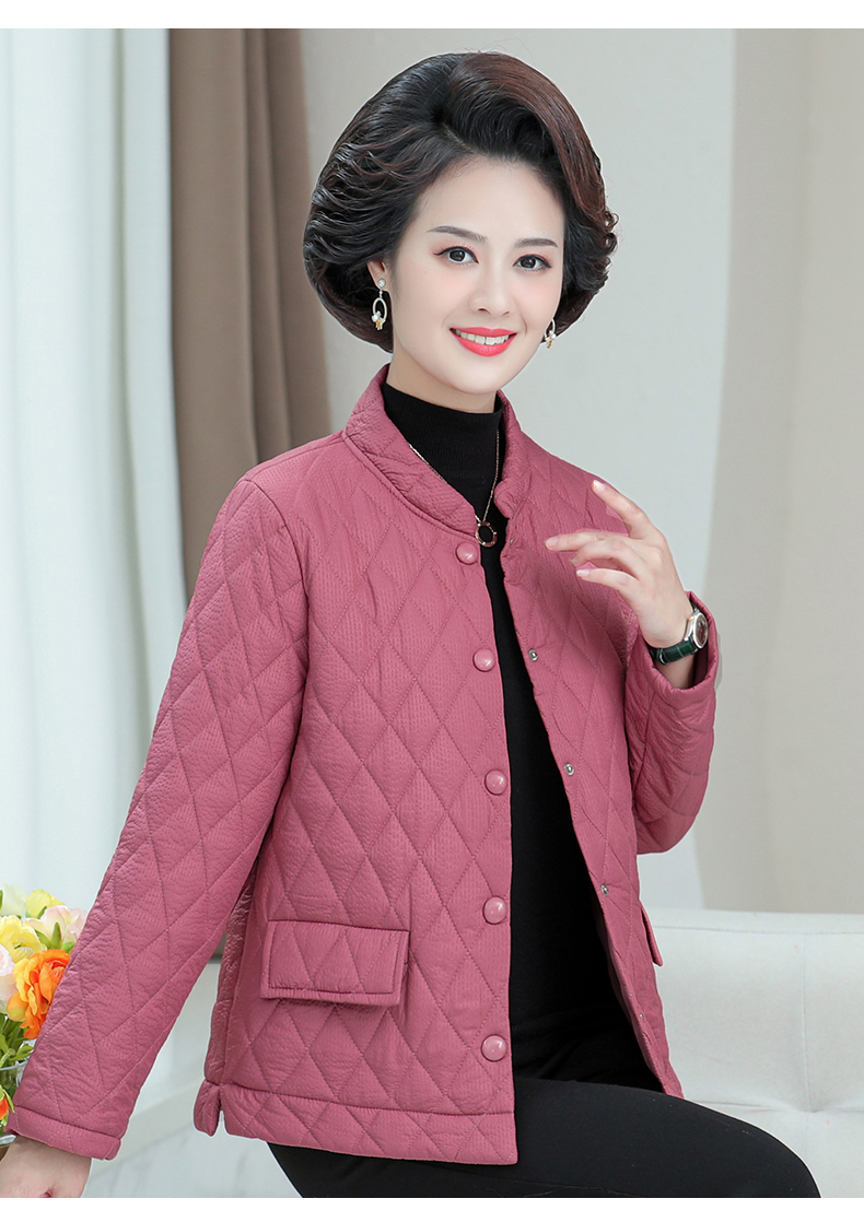 中老年人秋冬天棉服外套女中年40岁50短款上衣妈妈冬季轻薄小棉衣蓝色