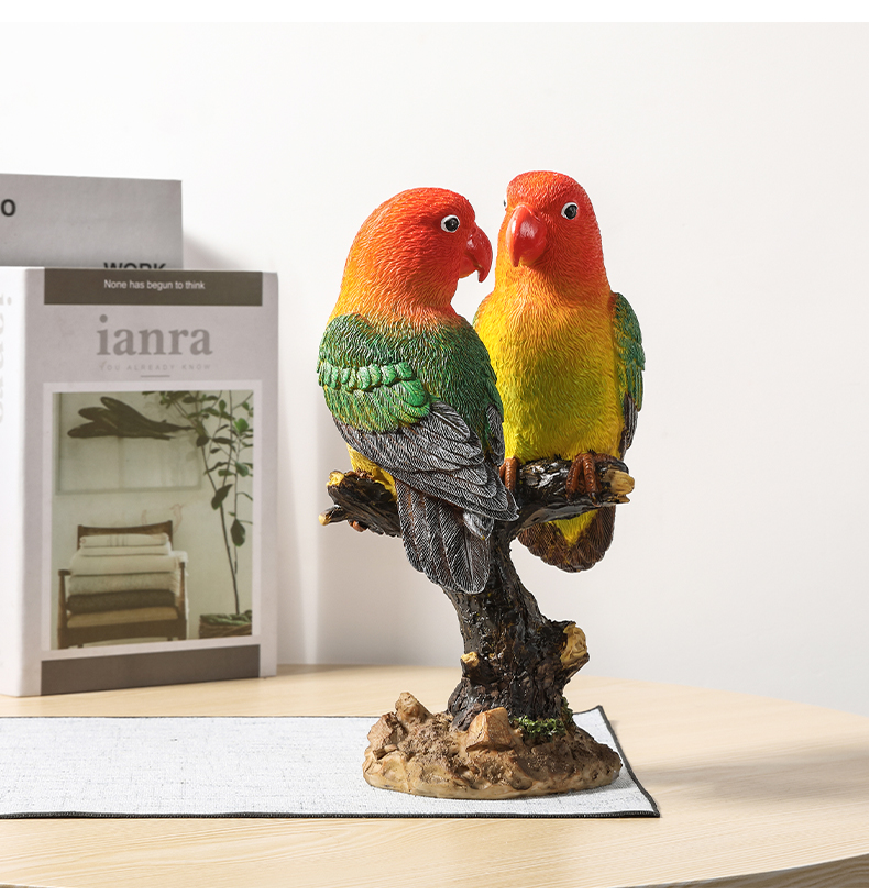 放心购仿真鹦鹉摆件北欧客厅书柜玄关电视柜装饰品大嘴鸟模型创意工艺