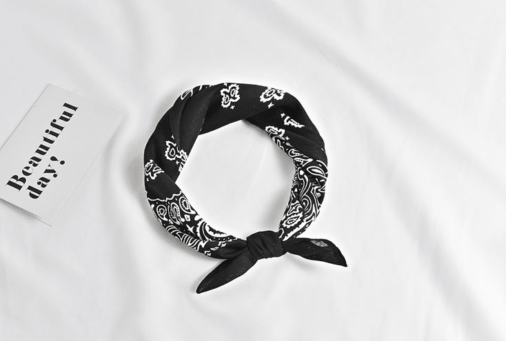 方巾嘻哈头巾发带围巾丝巾男女士潮街舞嘻哈方巾百搭领巾棉布款蝴蝶黑