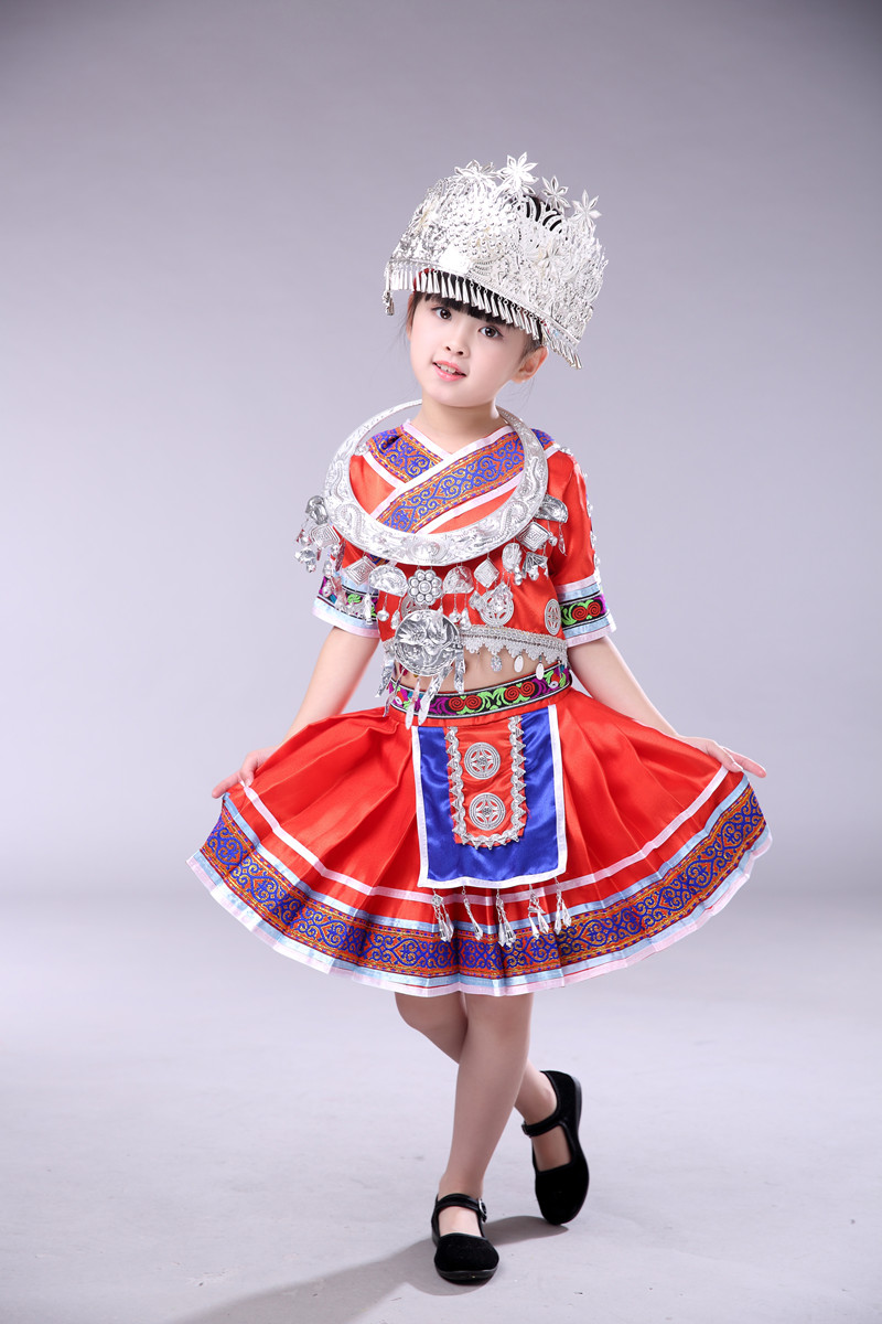 苗族龙船节儿童服装六一儿童男彝族服装少数民族舞蹈演出服苗族壮族
