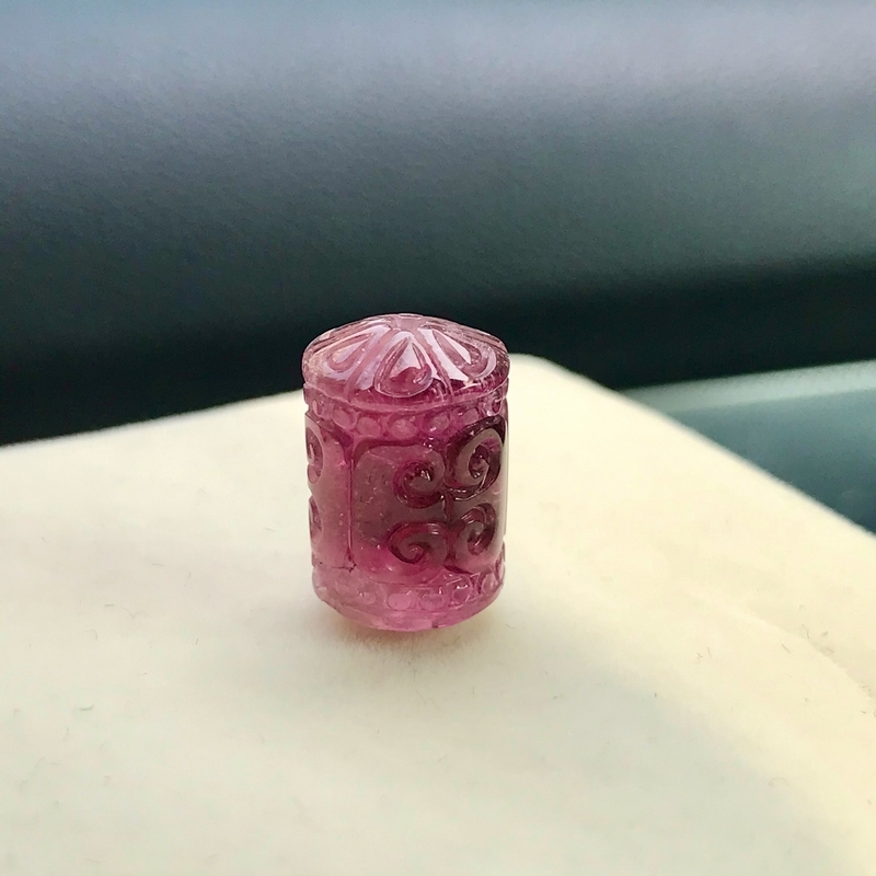 一图一物天然碧玺回纹珠单珠散珠 黄蓝红绿西瓜碧 手链配珠 男女 i117