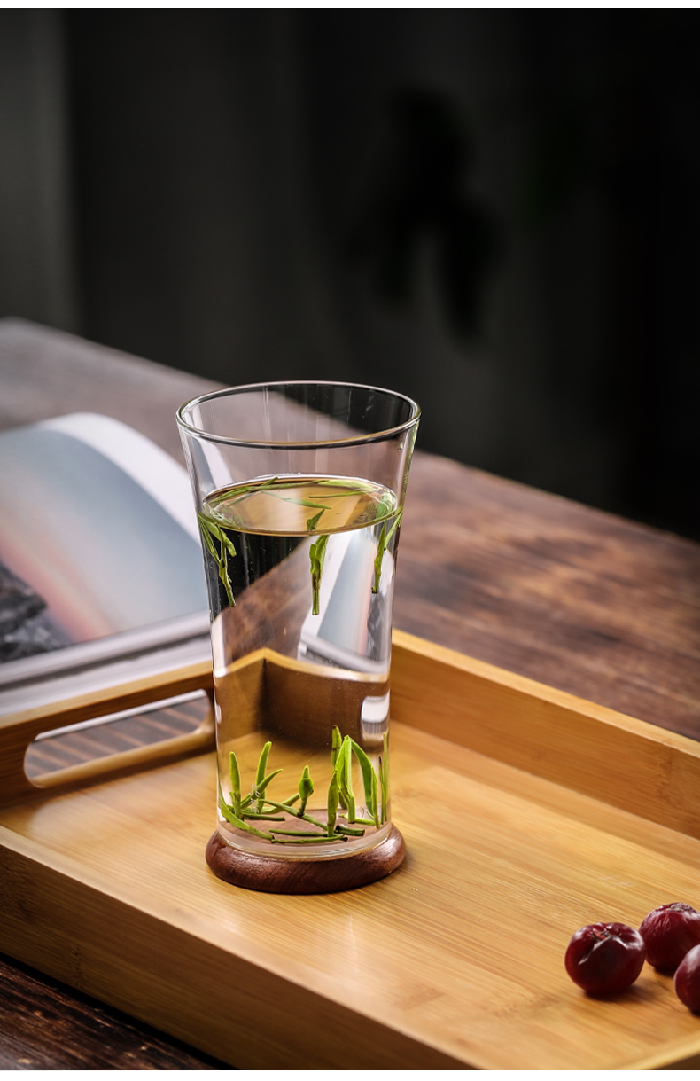 西湖龙井玻璃杯 泡绿茶专用玻璃杯单层茶叶杯透明西湖龙井茶杯冲泡杯