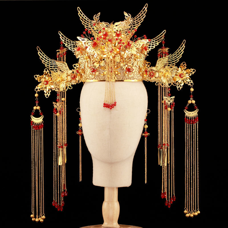 新品秀禾服头饰眉心坠中式新娘秀禾服头饰大气古代皇后结婚发饰步摇