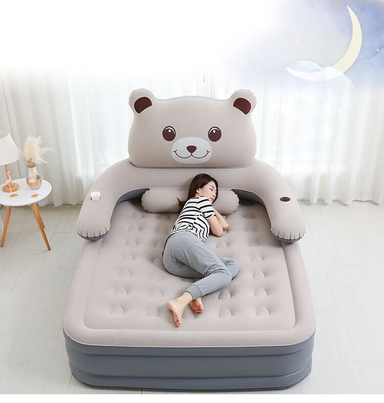 充气床气垫床家用加厚双人折叠床卡通加高充气床垫带靠背午休床单人