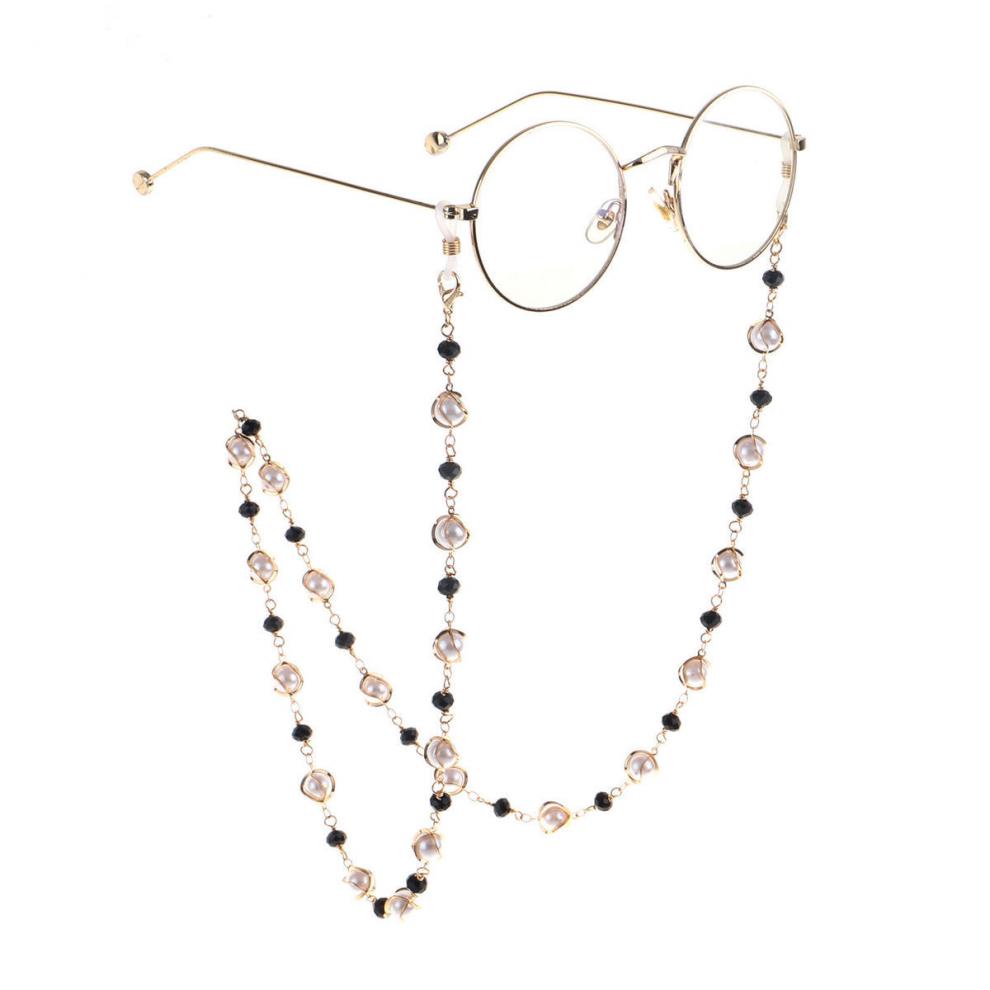 新品眼镜挂链网红眼镜链条女热款时尚简约金色珍珠链条墨镜配眼镜链