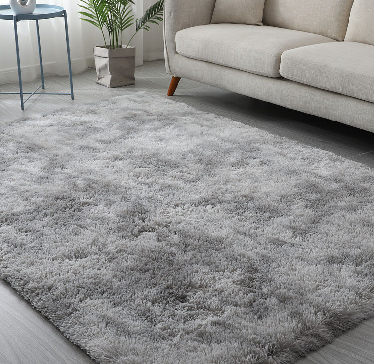 北欧地毯卧室ins网红同款长毛绒房间床边毯地摊客厅满铺可爱天空蓝60