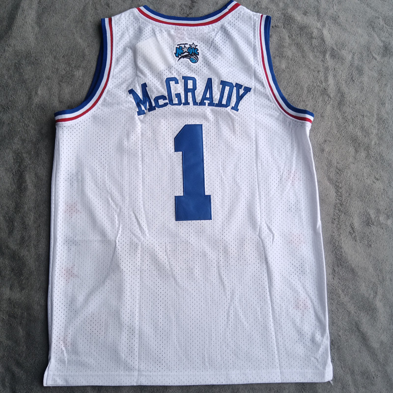 滕讯体育nba同款运动球服球衣复古背心刺绣网眼篮球服潮麦迪1号白xl