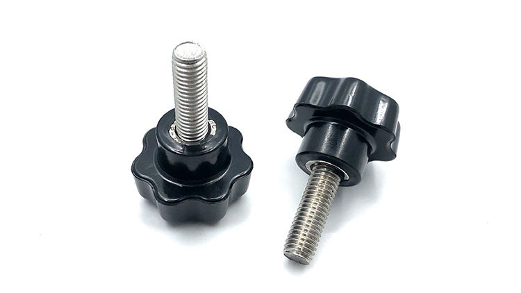 304不锈钢梅花手柄螺丝星型把手胶木手拧螺栓七角塑料旋钮m68加大手柄