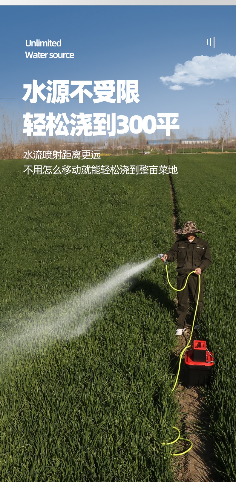 德国银龙岛充电式锂电池抽水泵电动浇菜神器浇水机农用浇地家用菜地
