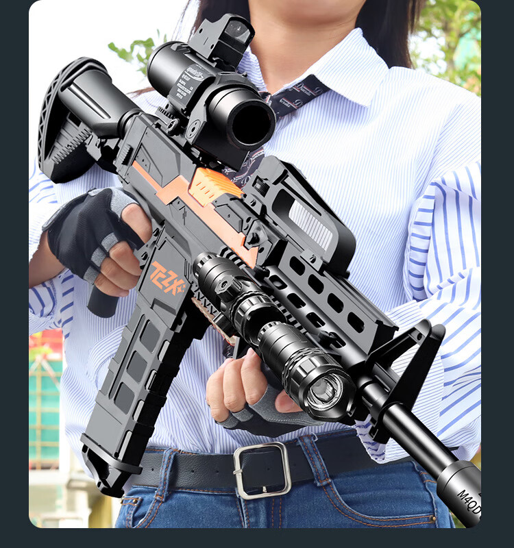 可发射下供男孩户外对战冲锋枪防真玩具 黑白色m416标配(110cm)【图片