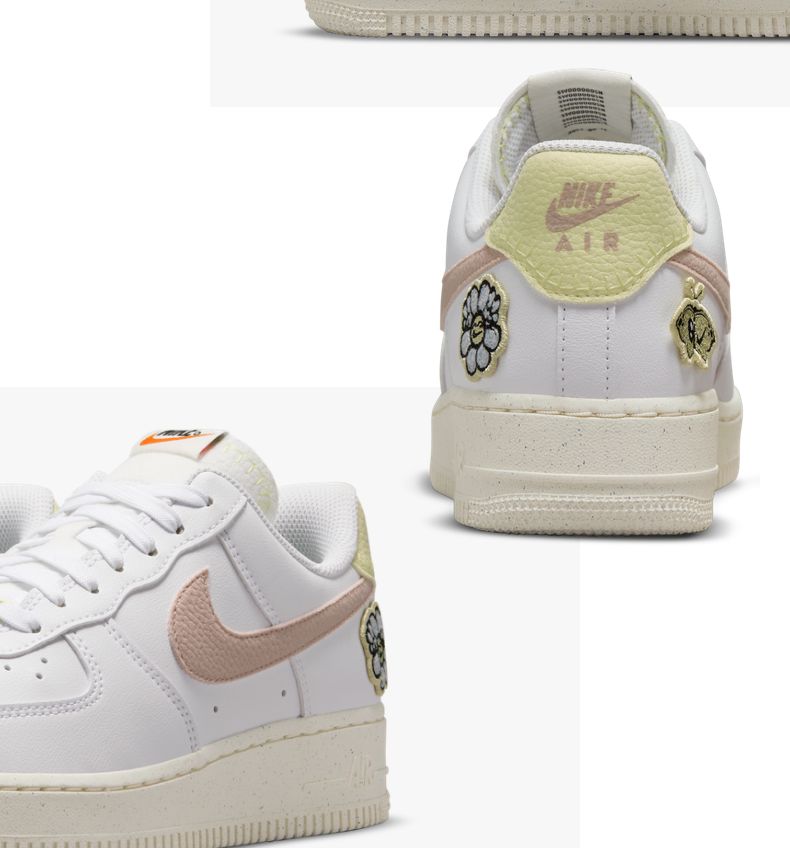 耐克(nike)女鞋女子冬春季笑脸花白黄粉空军一号缓震缓震气垫耐磨运动