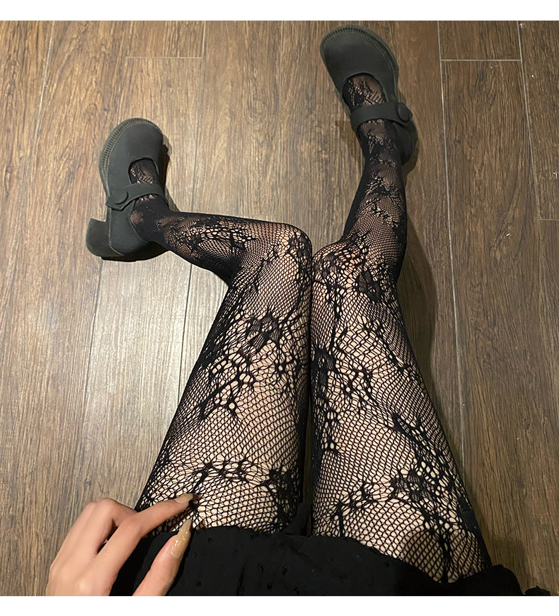 姿秀可白丝袜女薄款蕾丝网红ins潮白丝性感防勾丝春夏季连裤袜渔网袜