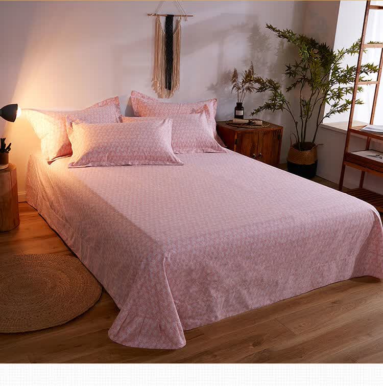 纯棉磨毛床单加大加厚床上用品全棉布女被单子单双人亲肤圆角床单灵动