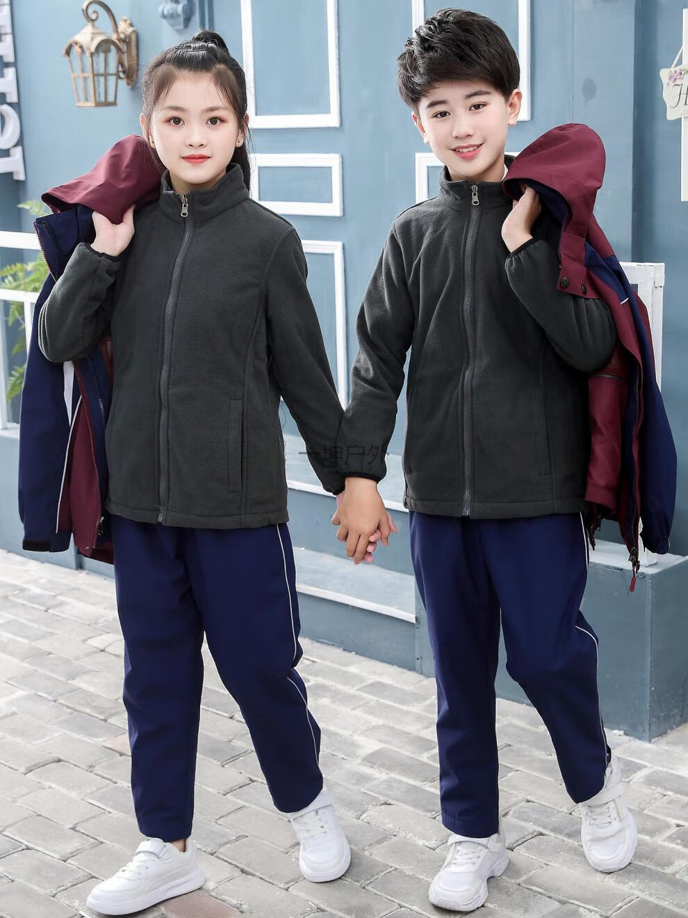 【高档加厚防寒】秋冬校服2021新款中小学生可拆卸三合一儿童冲锋衣两