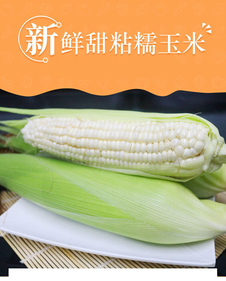 新鲜白玉米白糯玉带壳米甜糯生脆白玉米批发玉米棒黏包谷苞谷孕妇新鲜