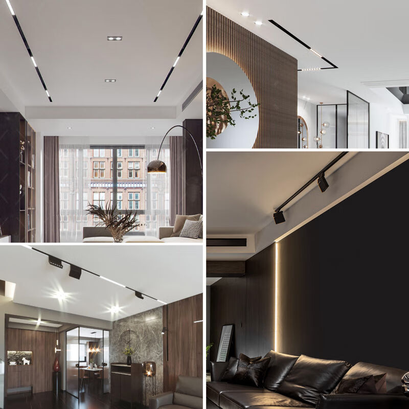 磁吸轨道灯嵌入式暗装无边框led线条灯客餐厅明装式无主灯照明1米明装