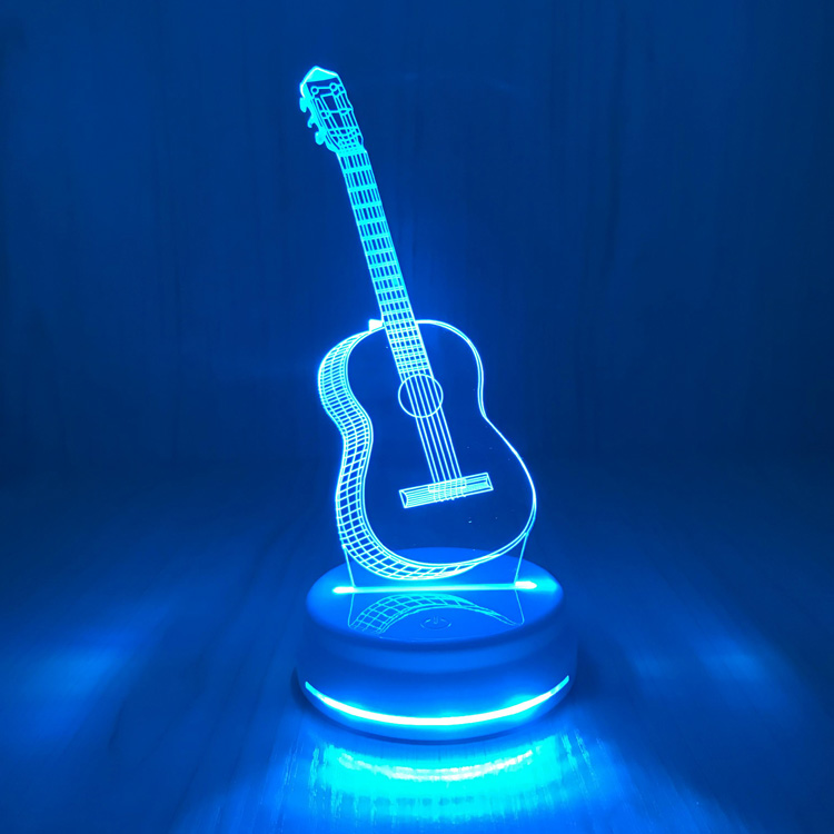 创意礼品夜光电吉他台灯usb小夜灯3d卧室led床头灯情人节生日礼物吉他