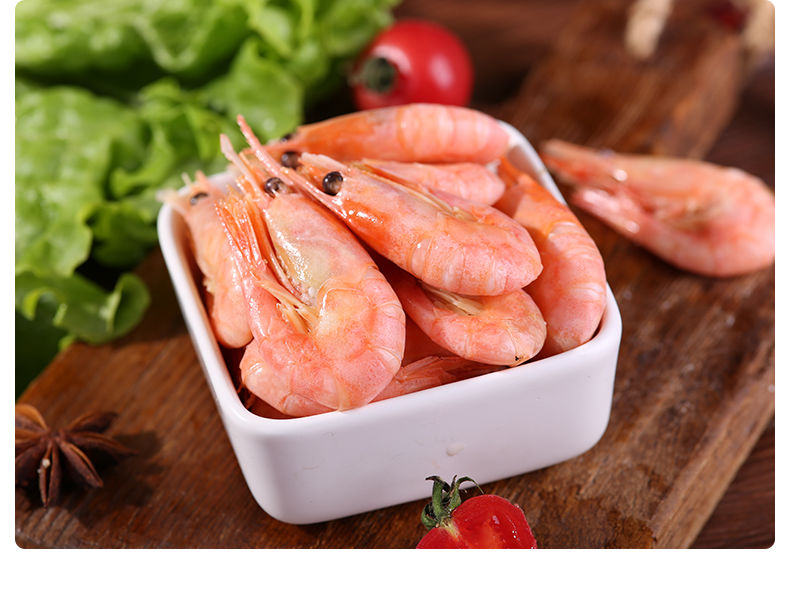 北极甜虾熟冻带籽元宝虾北极甜虾批发头腹籽虾北极甜虾1斤