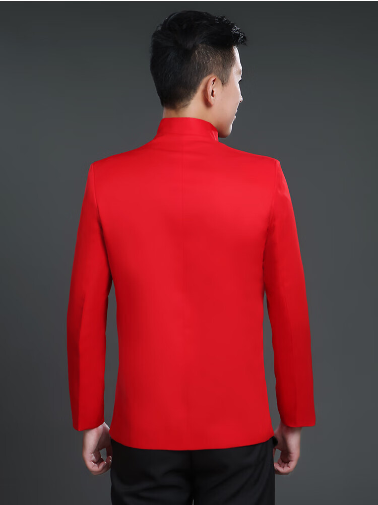 蓝凌风中山装男青年舞台红歌大合唱演出服年会中式主持人歌手表演礼服