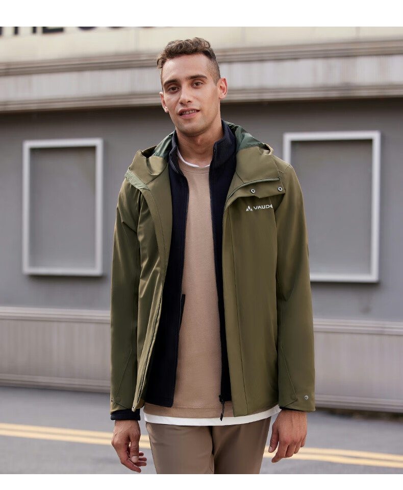 巍德vaude冲锋衣抓绒内胆三合一男户外秋冬新品保暖防水外套沃德vaude