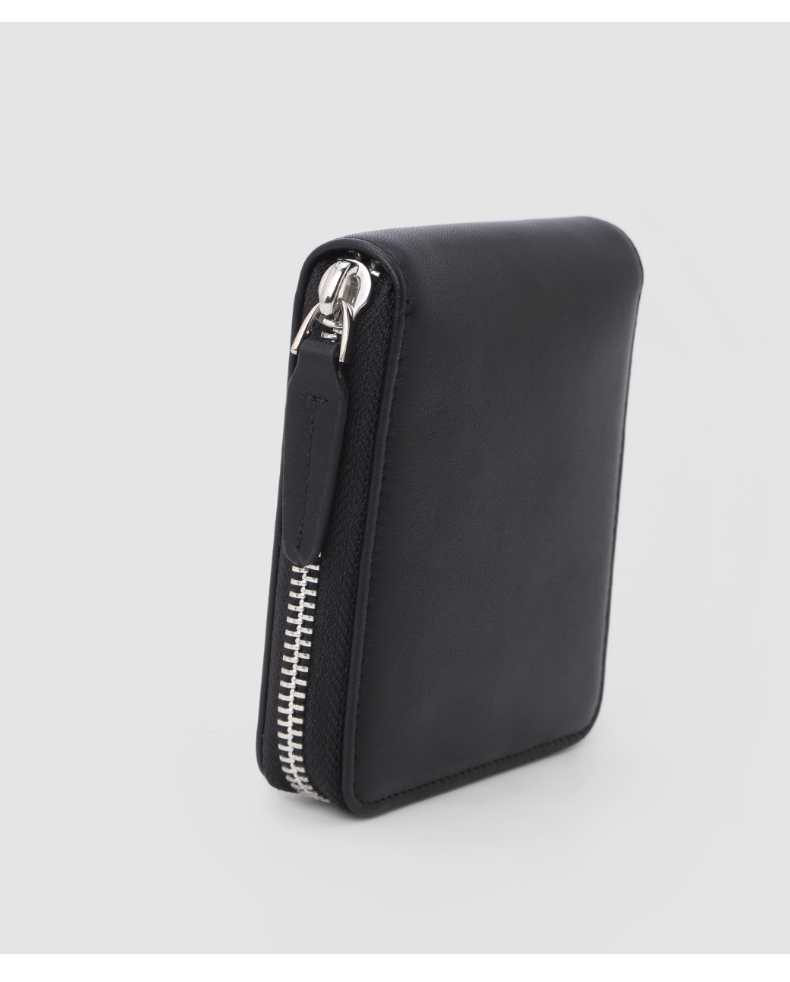 hongu红谷钱包男2021新款精品短款横款牛皮拉链时尚商务 漆黑【图片 