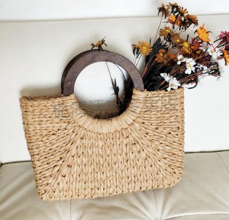 京选臻品2021新款方形手提玉米皮编织草编包 草包沙滩女包上班小众小