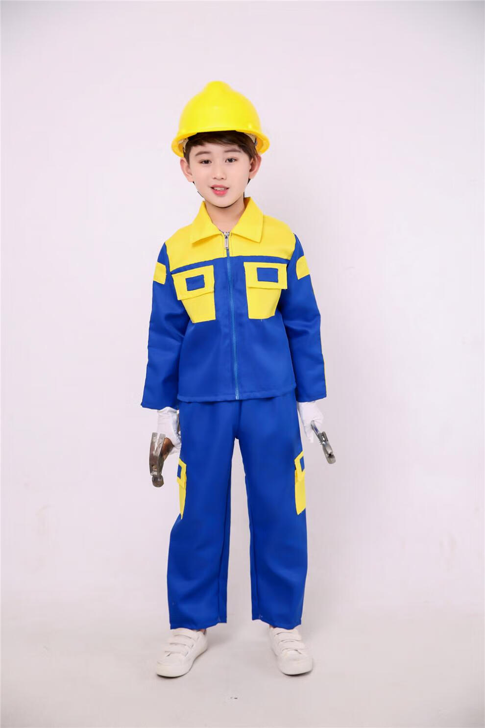 阁版儿童建筑工人工程师演出服角色扮演电工工人服装建筑师修理工伐木