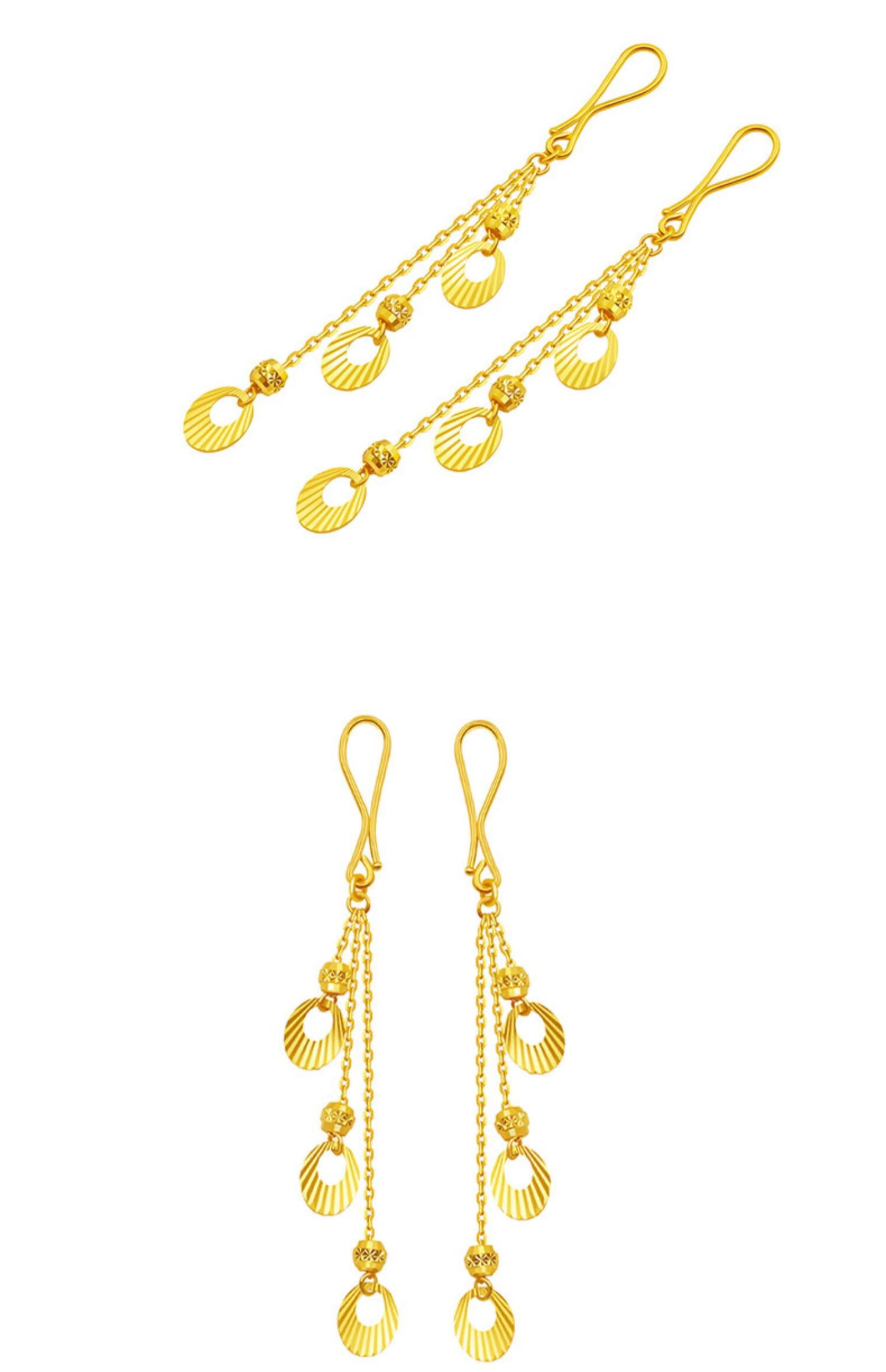 母亲节送妈妈生日礼物足金9999耳环女长款耳坠个性时尚黄金耳钩流苏耳