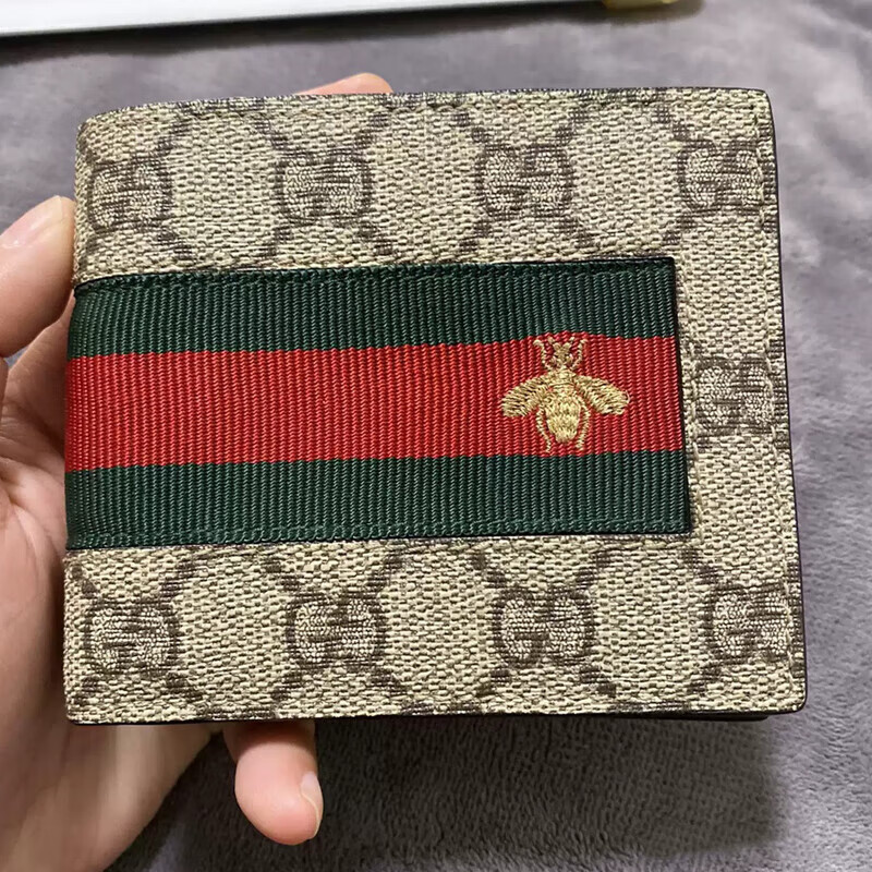古驰(gucci) 经典款男士gg钱包 古奇双g印花短款钱夹【尺寸:约长11*宽