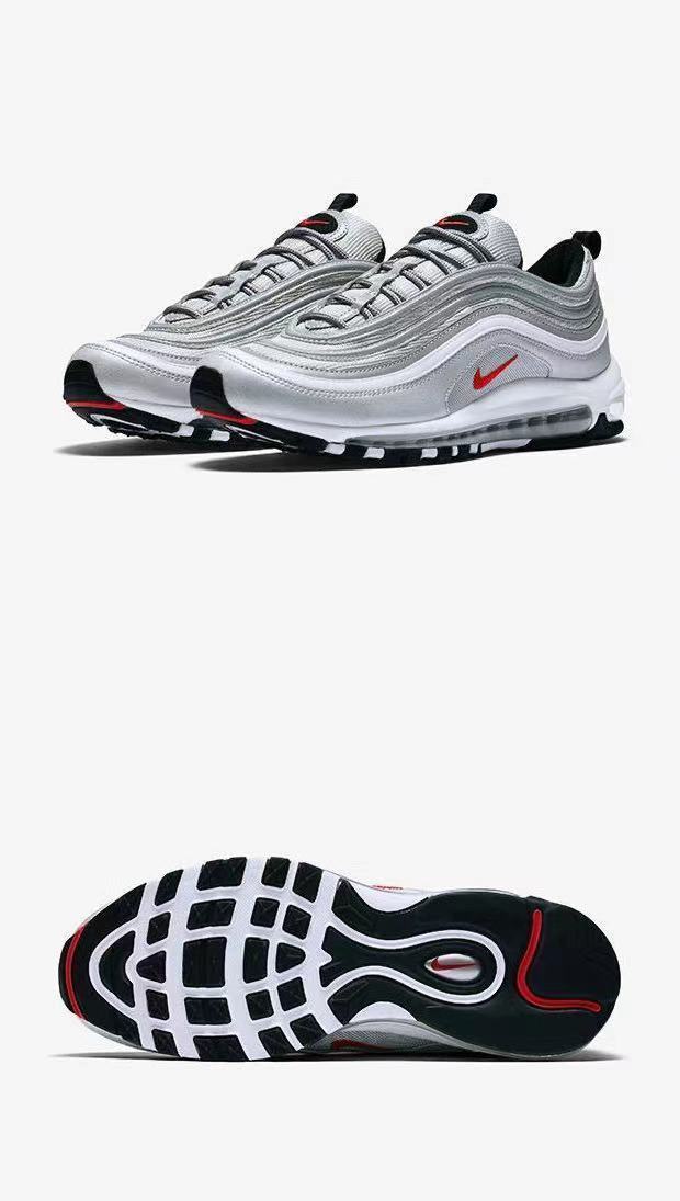 air max 97上海限定银白蓝3m反光耶稣圣水男女气垫跑步鞋 白子弹 36